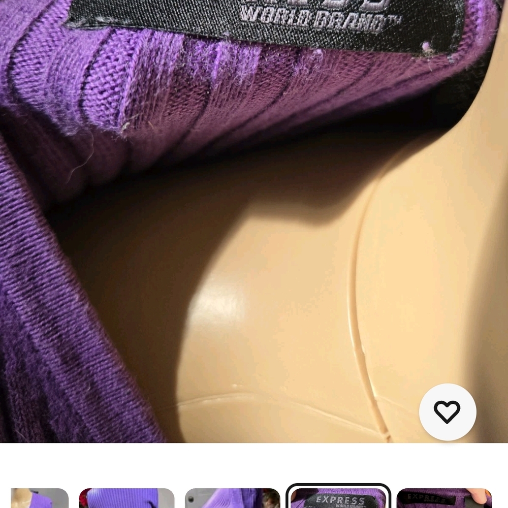 Express Purple Ribbed V-Neck Cardigan - Picture 6 of 9